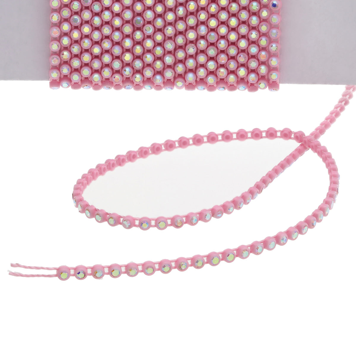 SS6 Crystal AB Pink Plastic Rhinestone Banding 10 Yards