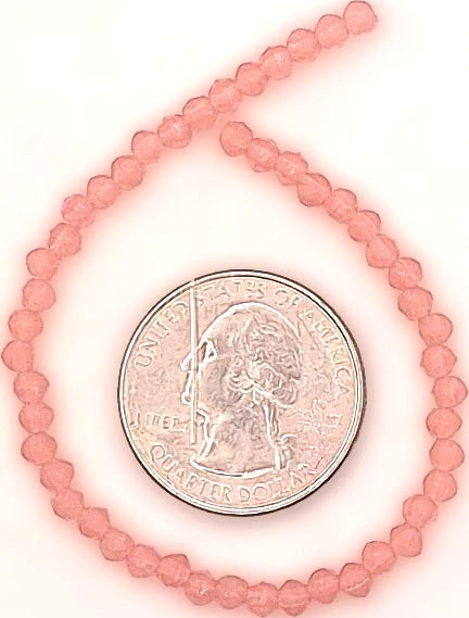 3mm Milky Pink Sueded Gold English Cut Pressed Glass Czech Beads 50ct