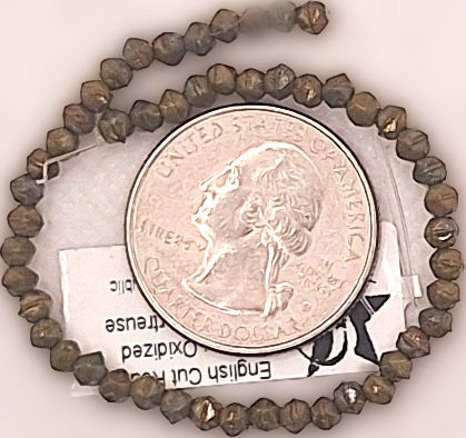 3mm Oxidized Bronze Chartreuse English Cut Pressed Glass Czech Beads 50ct