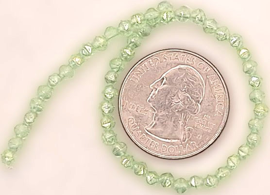 3mm Peridot Transparent Rainbow Luster English Cut Pressed Glass Czech Beads 50ct