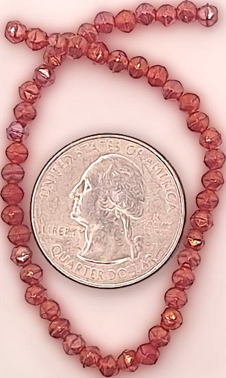 3mm Ruby Red Luster Rainbow English Cut Pressed Glass Czech Beads 50ct
