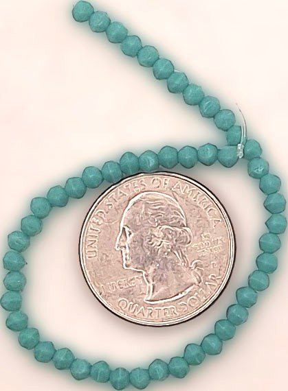 3mm Turquoise Blue Opaque English Cut Pressed Glass Czech Beads 50ct