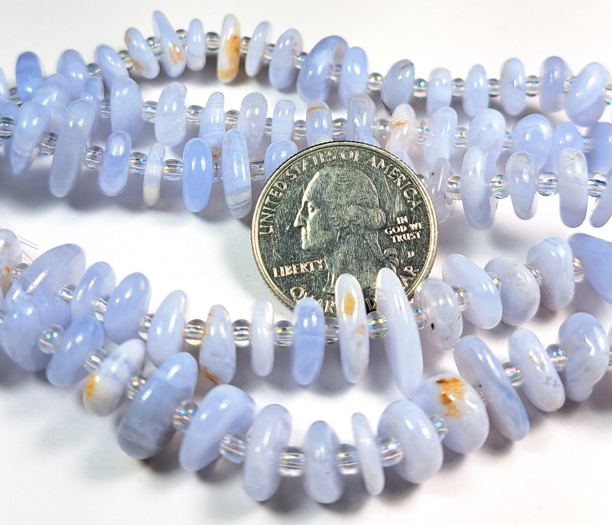 8-15mm Blue Lace Agate Chip Gemstone Beads 8-Inch Strand