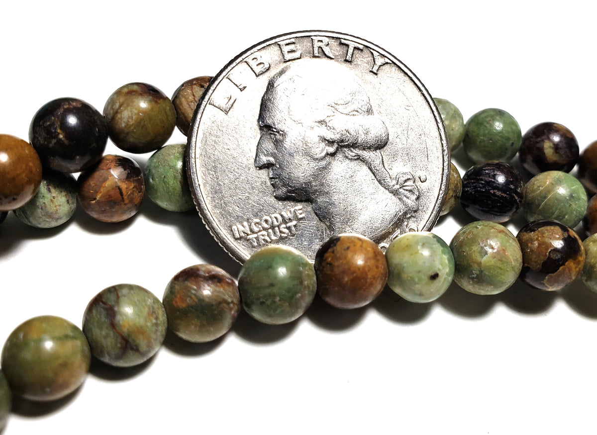 6mm Green Opal Round Gemstone Beads 8-Inch Strand