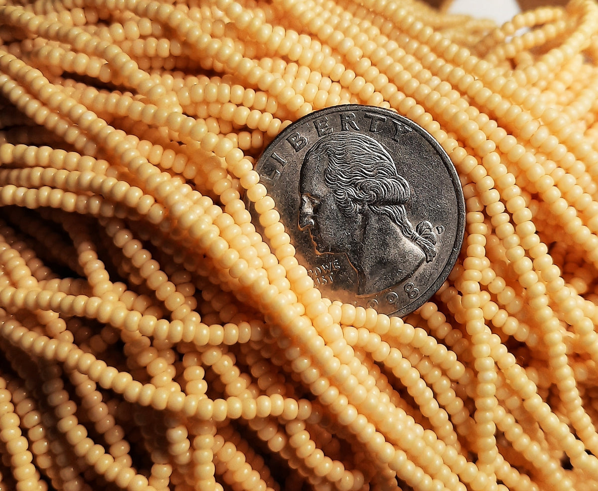 11/0 Natural Cream Opaque Czech Seed Beads Full Hank