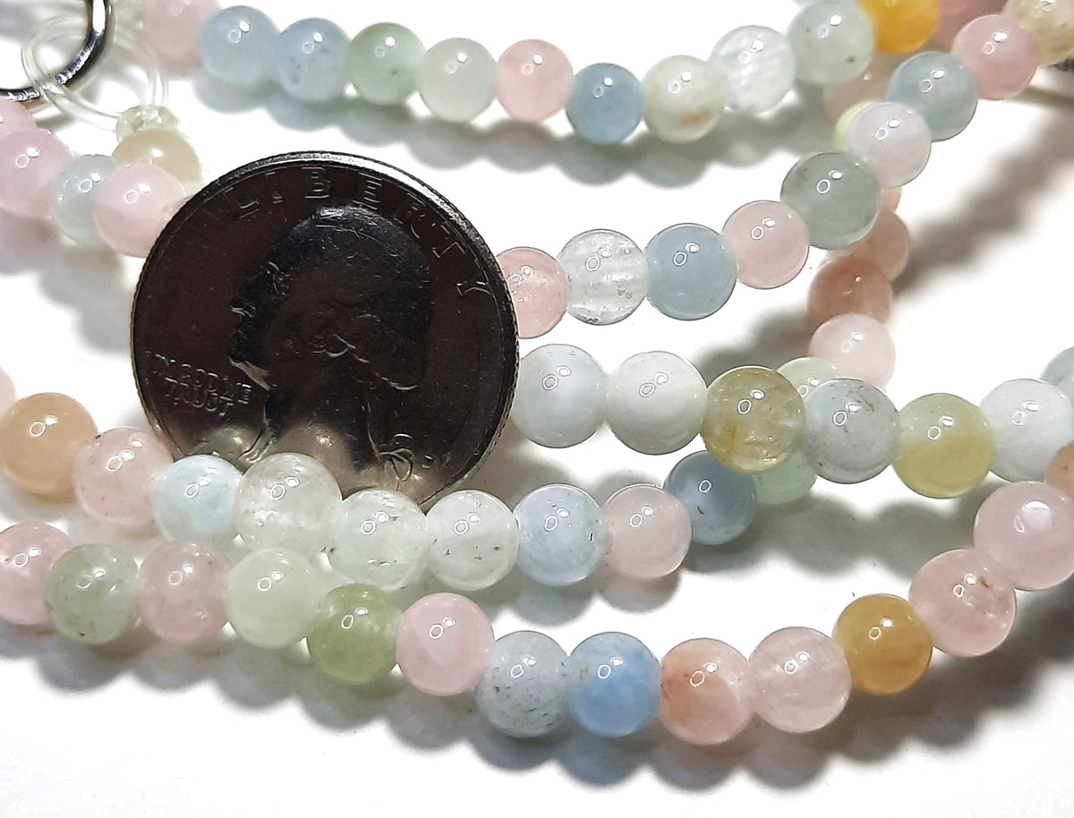 6mm Morganite Large Hole Round Gemstone Beads 8-Inch Strand