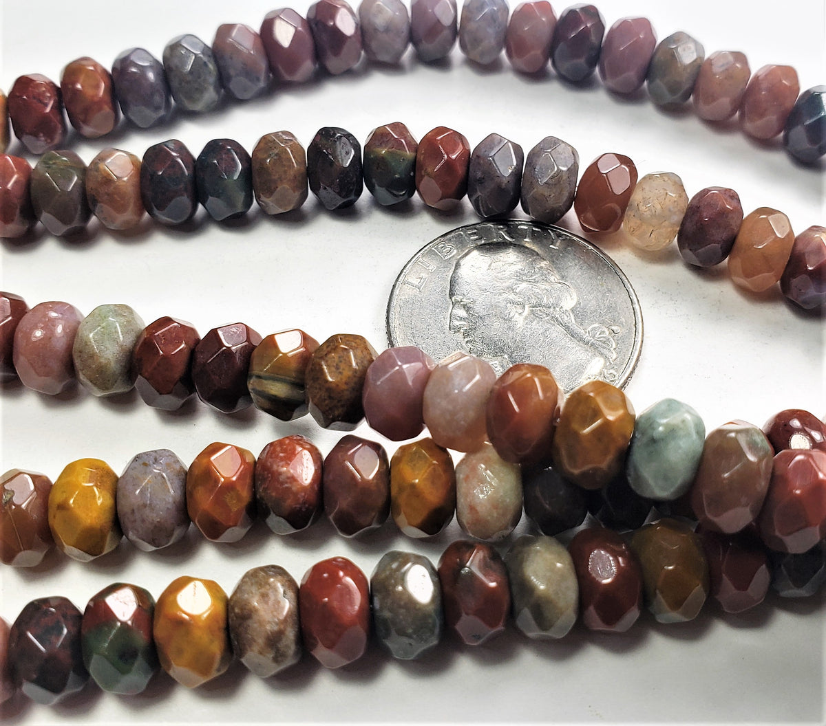 8x5mm South Red Agate Faceted Rondelle Gemstone Beads 8-Inch Strand