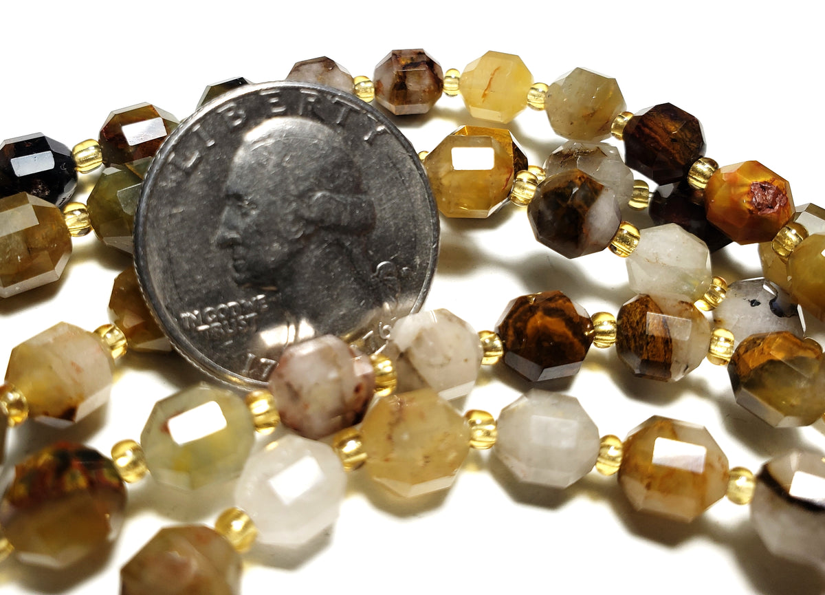 8mm Pietersite Faceted Lantern Gemstone Beads 8-Inch Strand