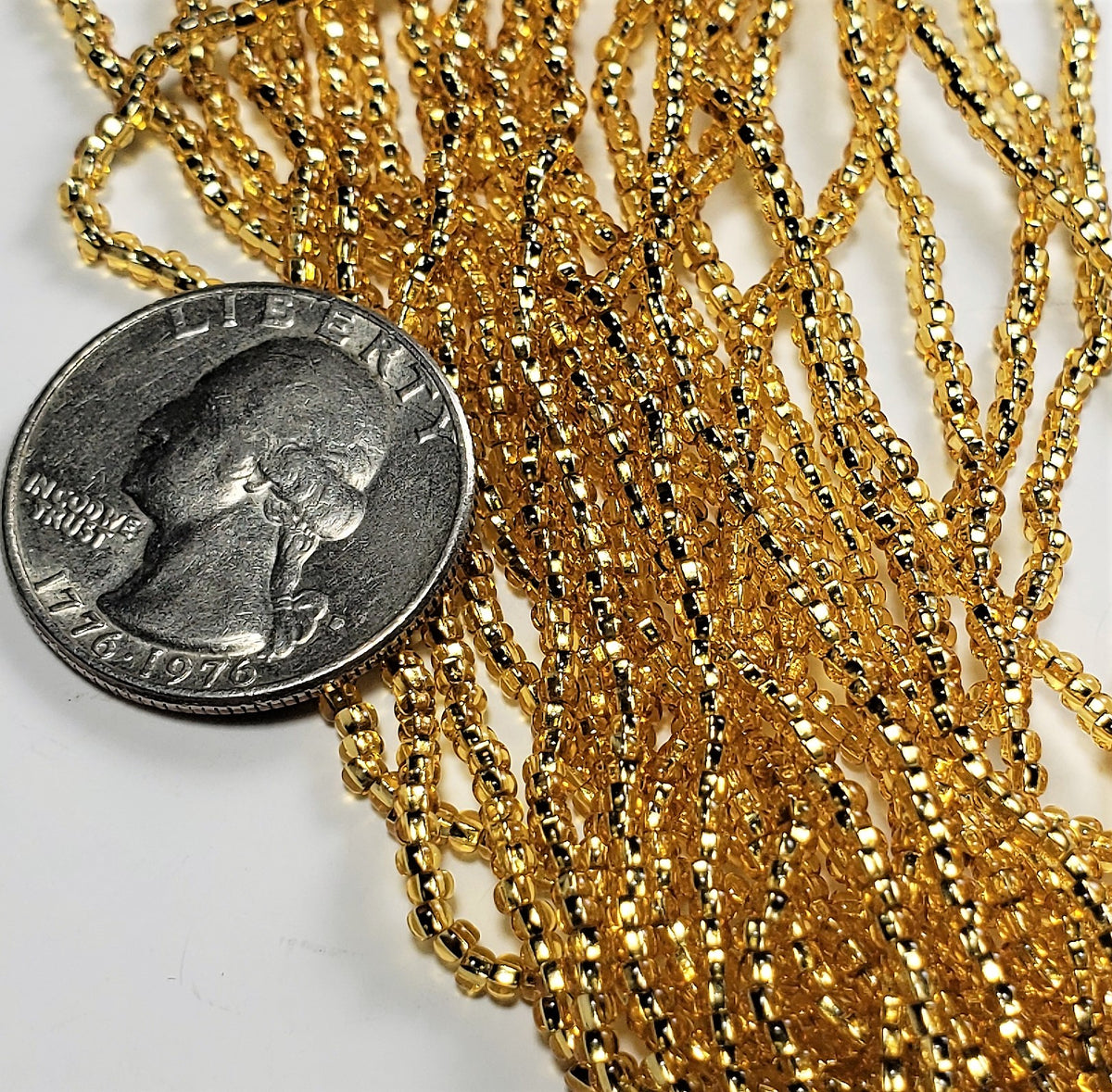 11/0 Straw Gold Topaz Silver-Lined Czech Seed Beads Full Hank