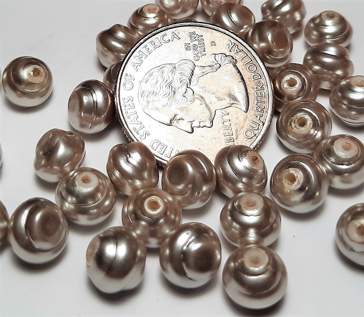 8mm Silver Pearl Snail Baroque Half-Drilled Pearls 12ct