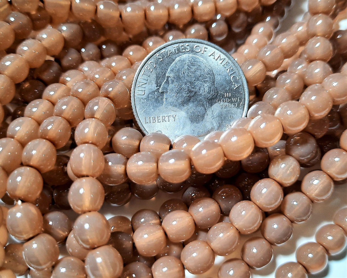 6mm Milky Smoke Topaz Smooth Round Druk Beads 30ct