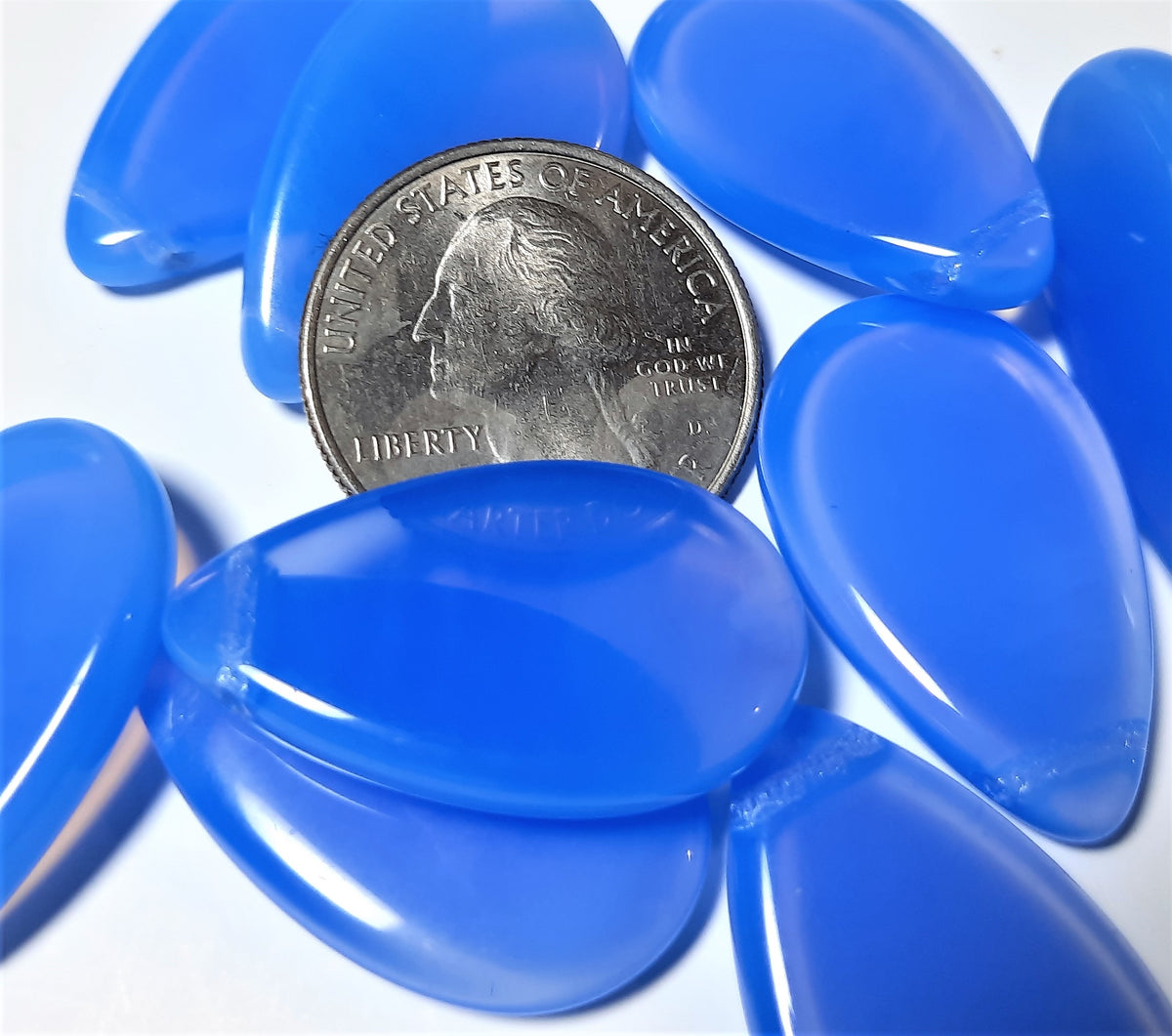18x30mm Sky Blue Opal Smooth Flat Pear Pendant Bead 4ct
