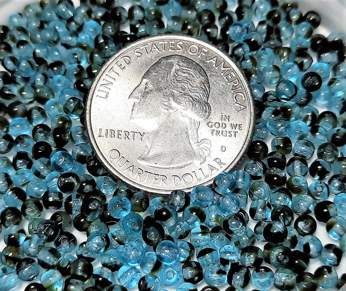 3mm Blue Tortoise Shell Smooth Round Druk Beads 200ct