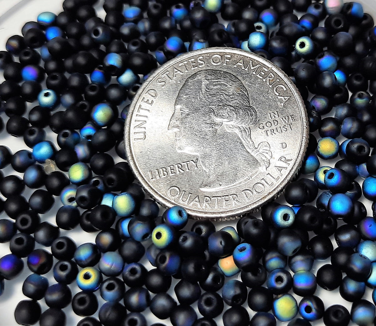 3mm Frosted Jet AB Smooth Round Czech Glass Druk Beads 200ct