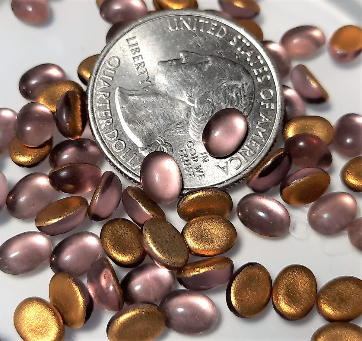 6x4mm Light Amethyst Transparent Oval Glass Cabochons 36ct