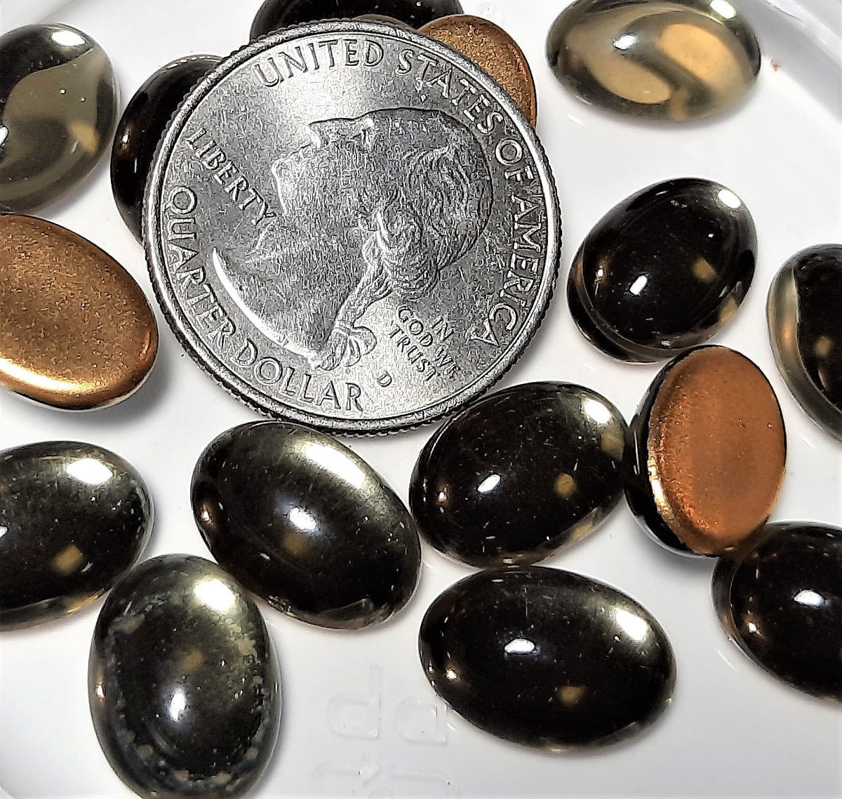 14x10mm Black Diamond Transparent Oval Glass Cabochons 9ct