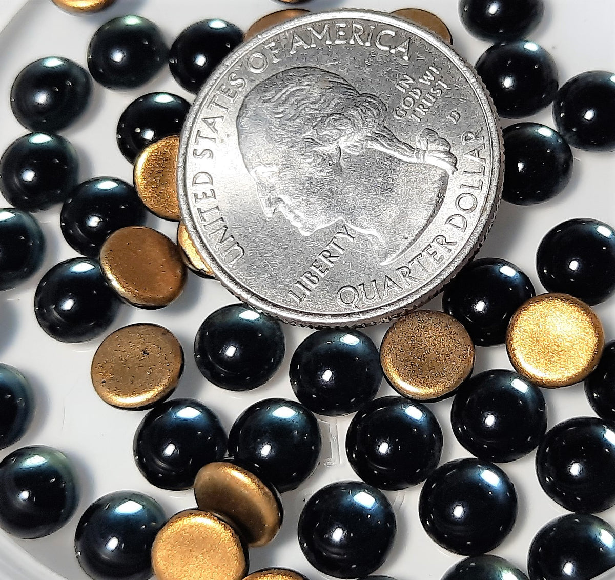 7mm Montana Transparent Round Czech Glass Cabochons 24ct