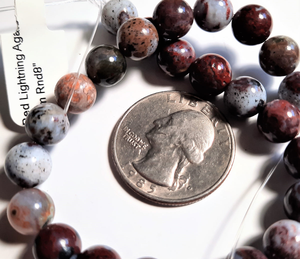 Red Lightning Agate 8mm Round Dakota Stones 8-Inch ACTUAL STRAND