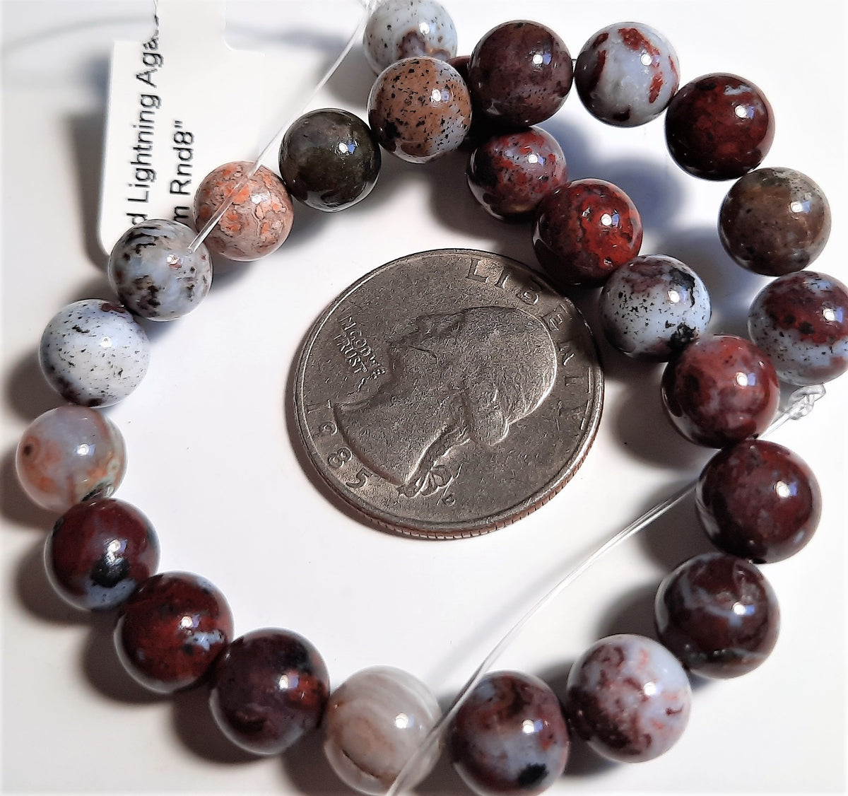 Red Lightning Agate 8mm Round Dakota Stones 8-Inch ACTUAL STRAND
