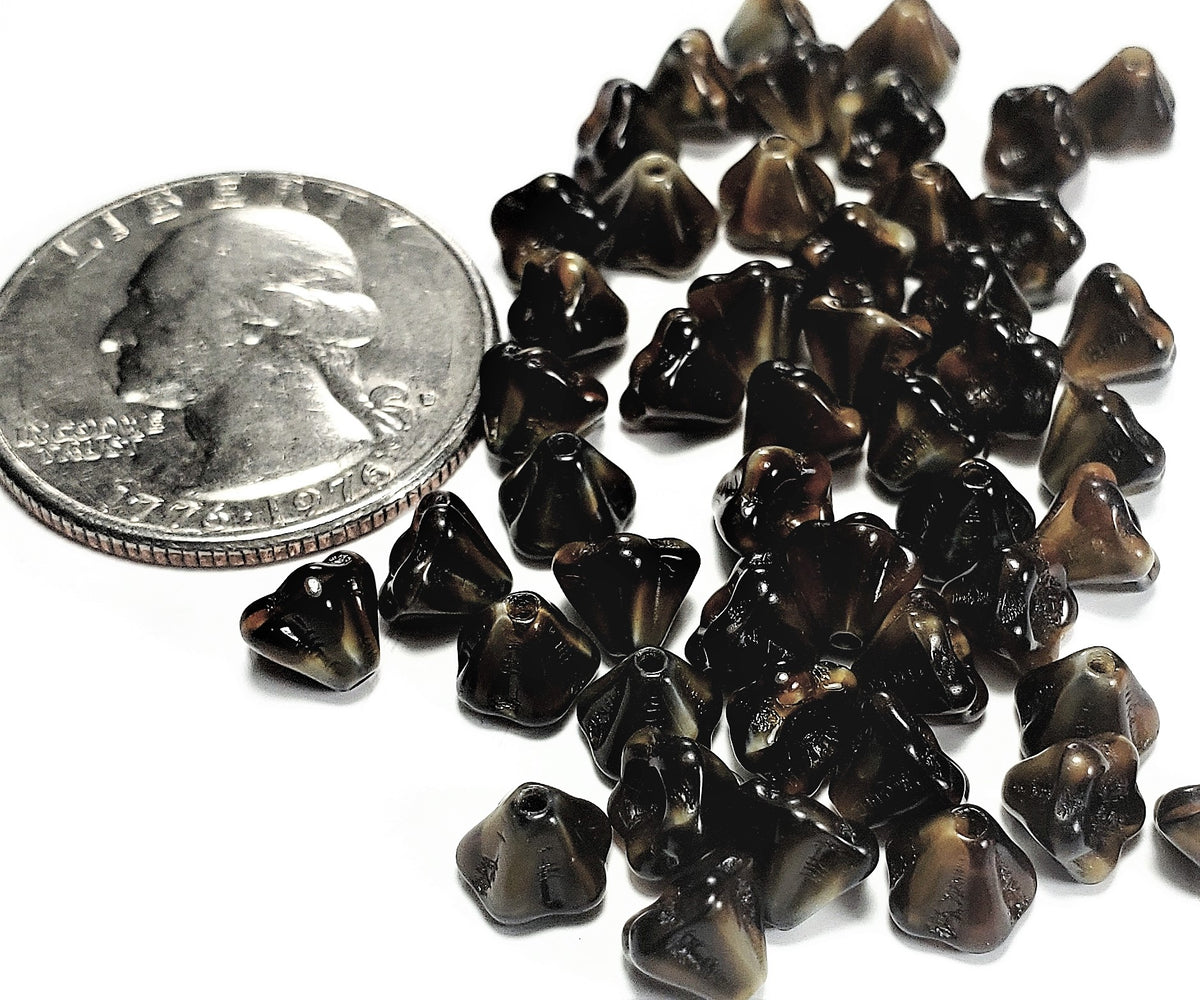 4x6mm Tiger Eye Czech Glass Bell-Shaped Flower 50ct