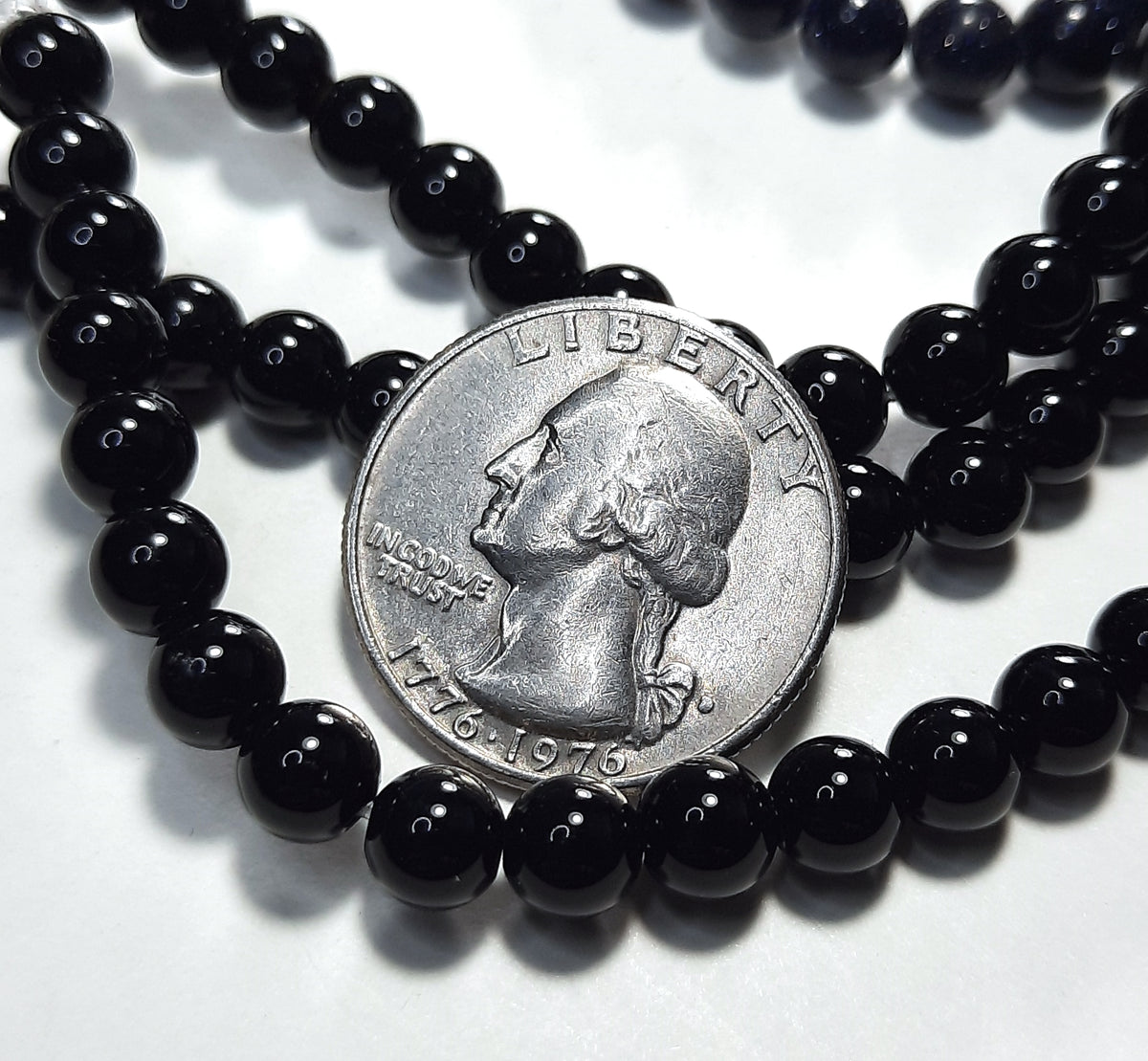 6mm Black Onyx Round Gemstone Beads 8-Inch Strand