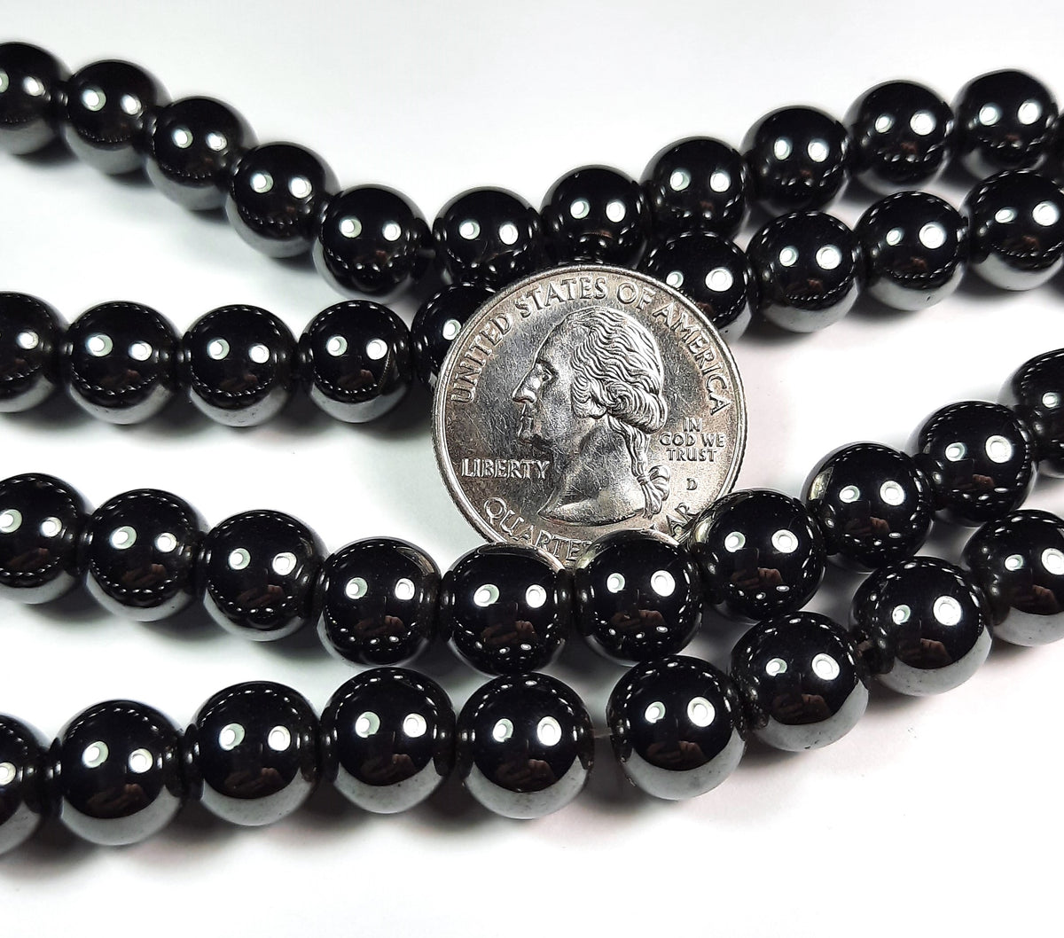 10mm Hematite Round Gemstone Beads 8-Inch Strand