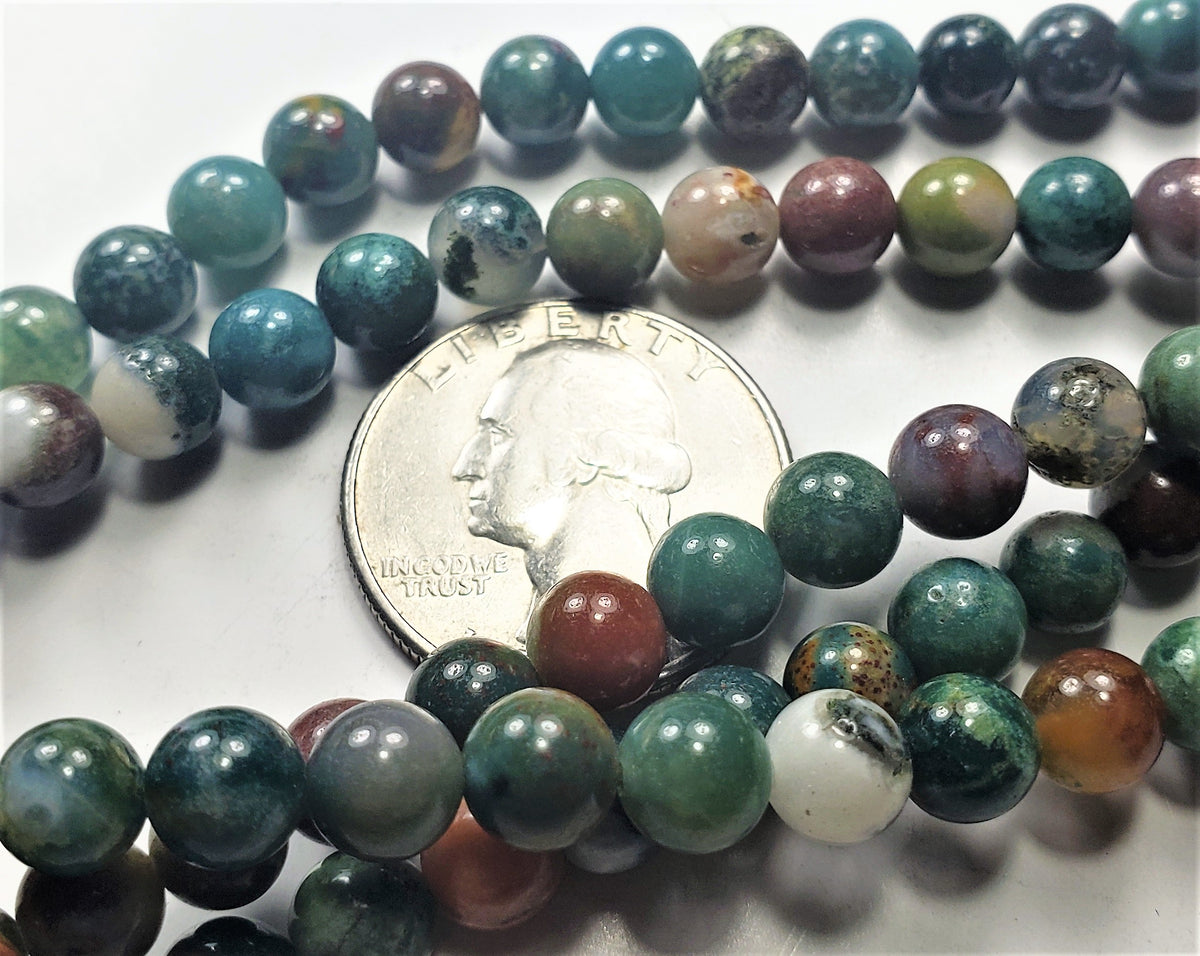 6mm Green Ocean Jasper Round Gemstone Beads 8-inch Strand