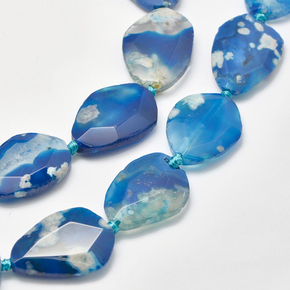 30x22mm to 34x24mm Faceted Dyed Teardrop Cherry Blossom Agate Beads 2ct