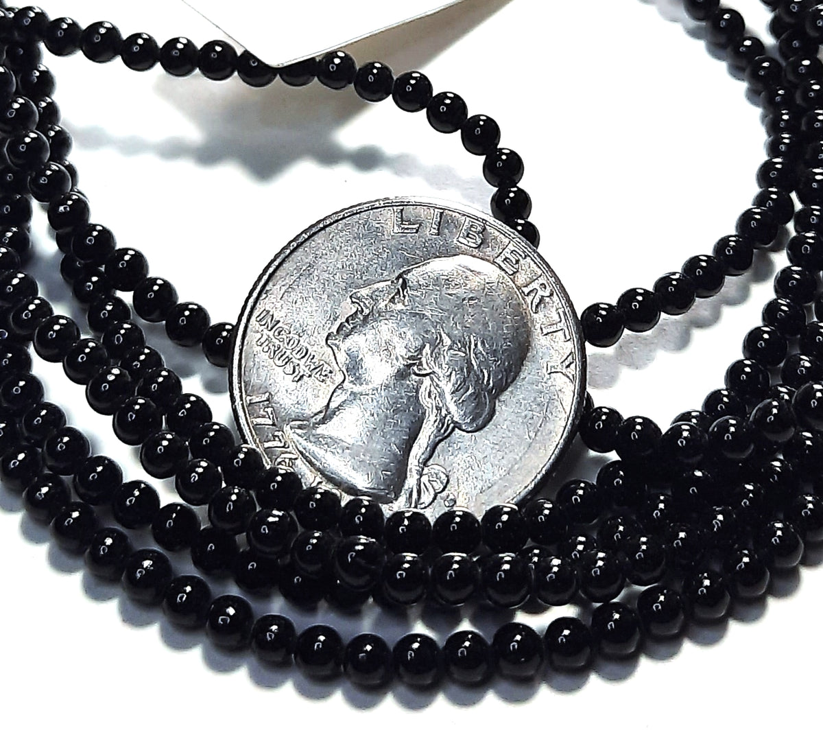 3mm Black Spinel Round Gemstone Beads 8-Inch Strand
