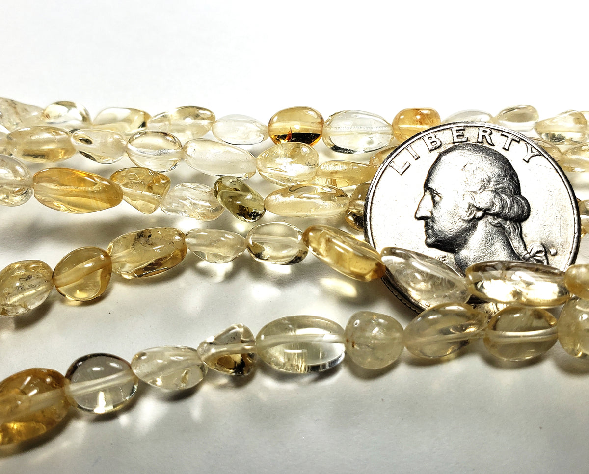 8x6mm Citrine Nugget Gemstone Beads 8-Inch Strand