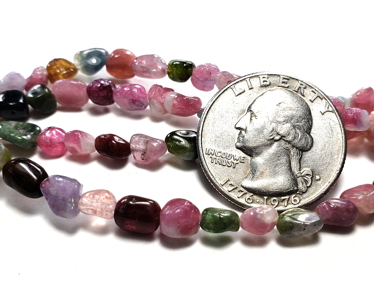 8x6mm Tourmaline Pebble Nugget Gemstone Beads 8-Inch Strand