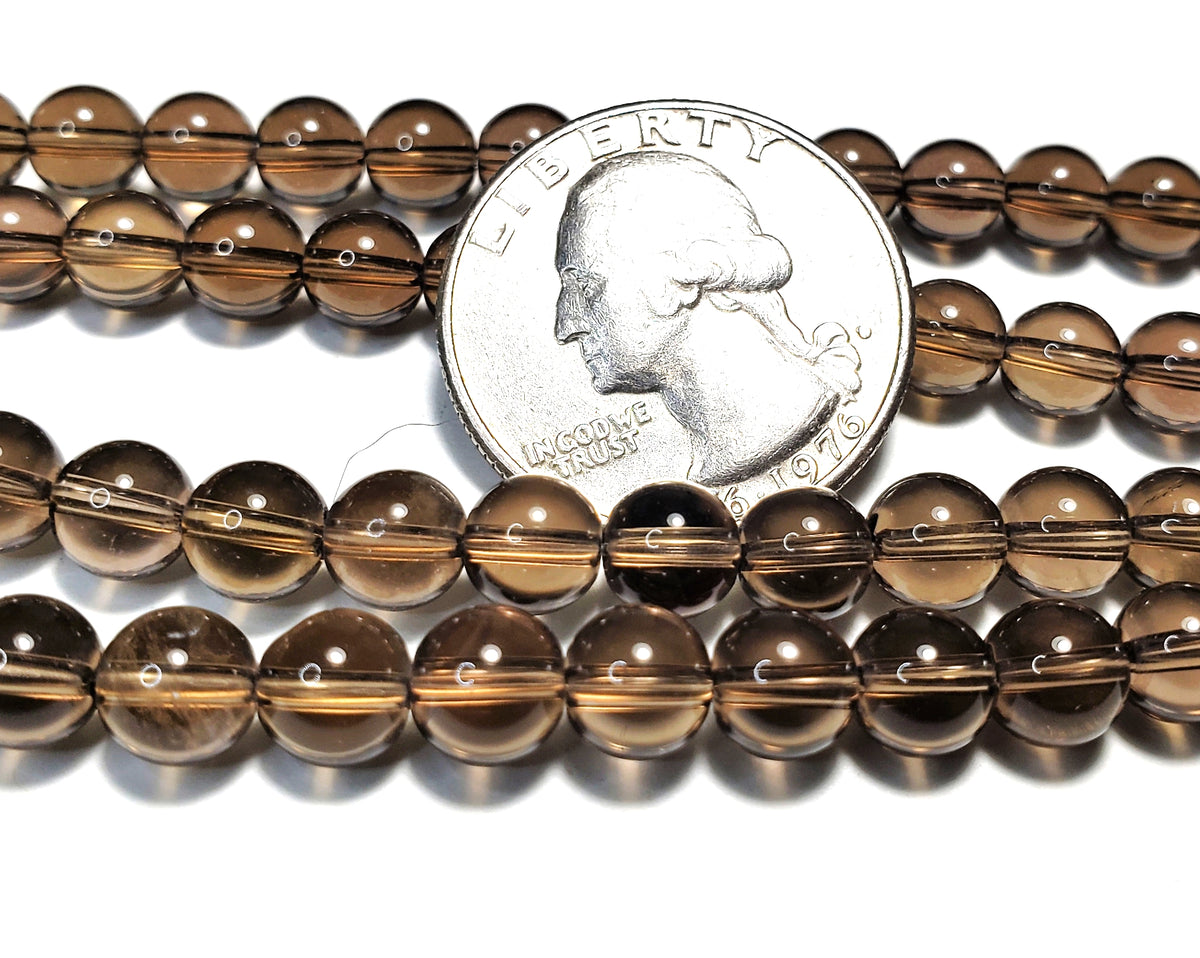 6mm Smoky Quartz Round Gemstone Beads 8-Inch Strand