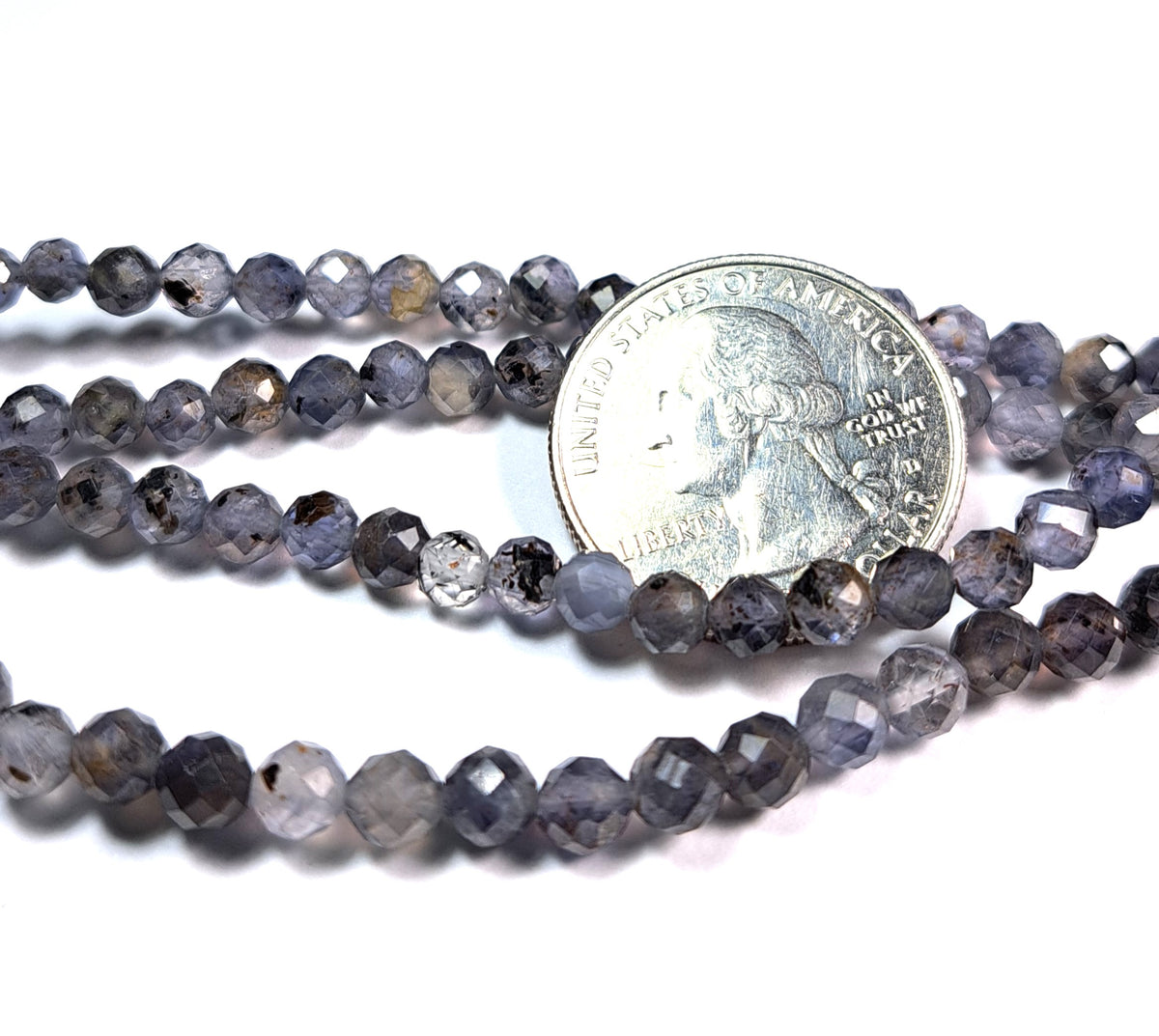 5mm Iolite Faceted Round Gemstone Beads 8-Inch Strand