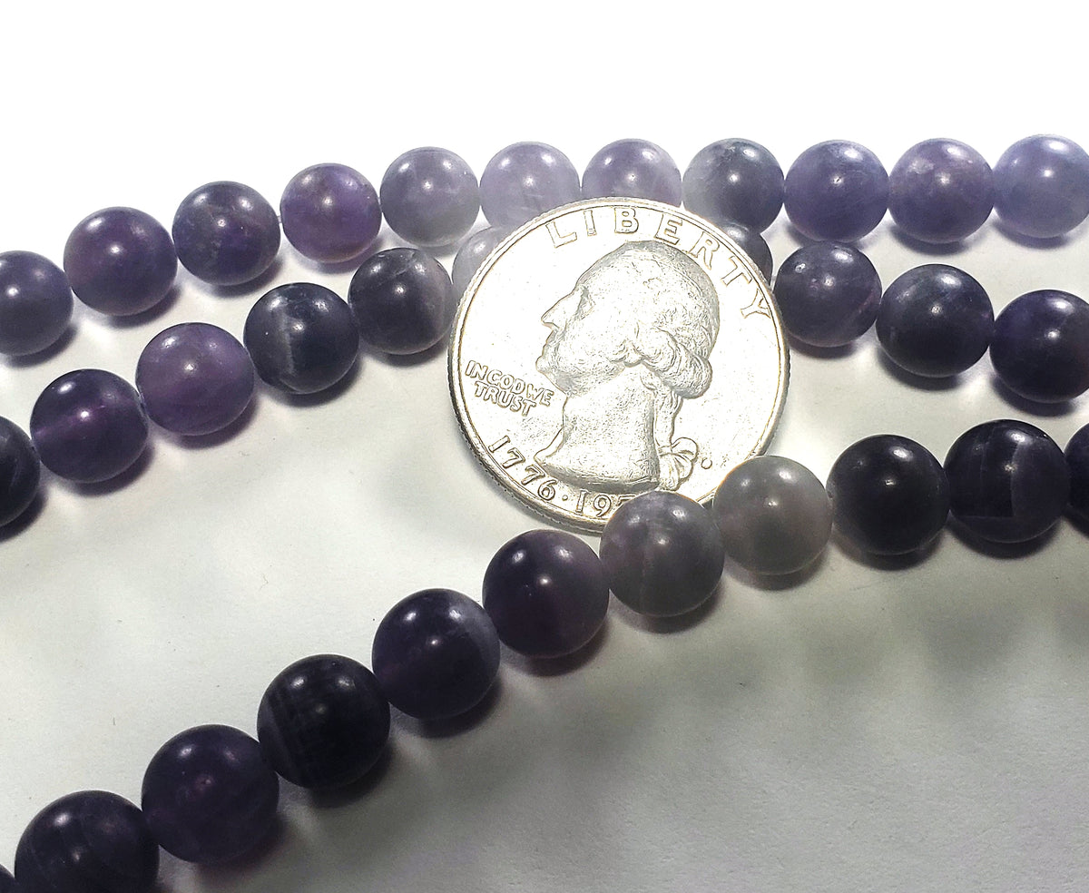 8mm Matte Amethyst Round Gemstone Beads 8-Inch Strand