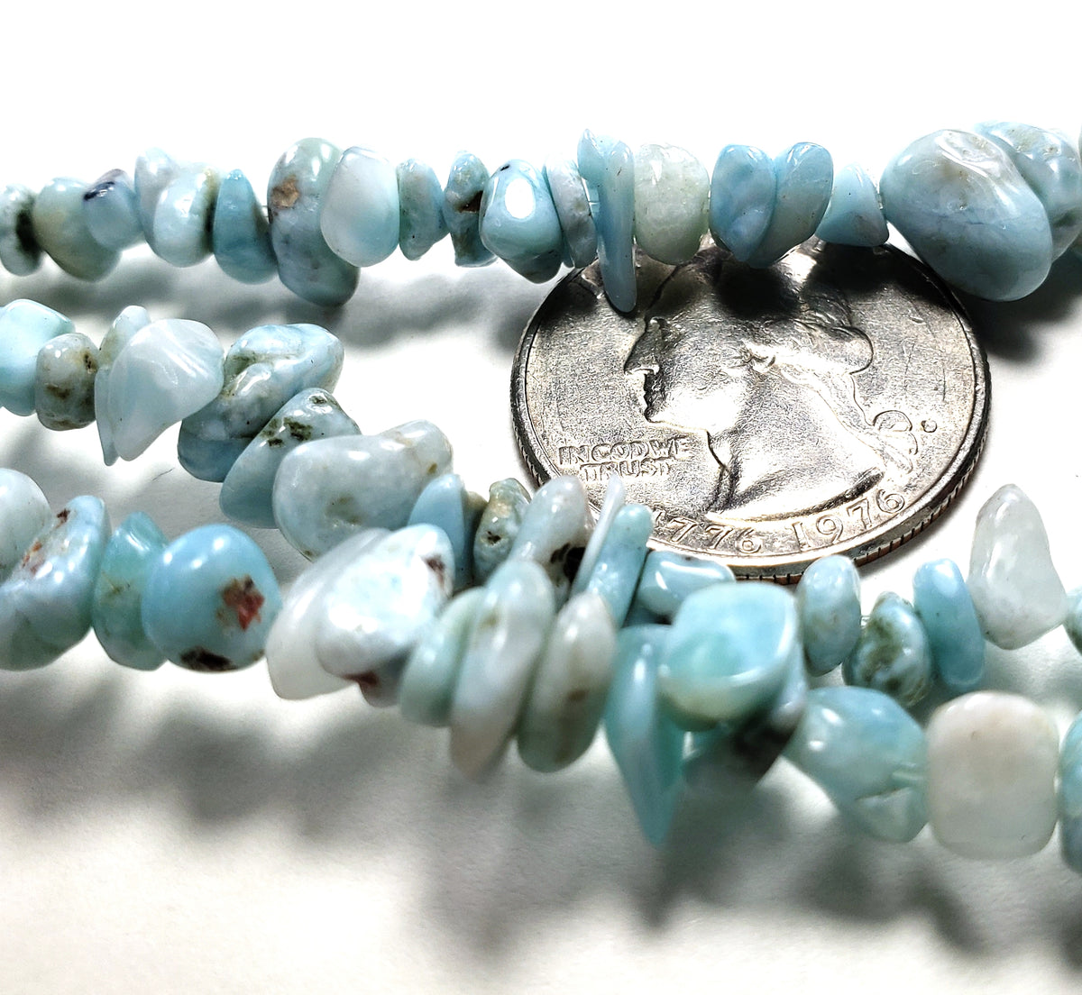 8x6mm Larimar Chip Gemstone Beads 8-Inch Strand