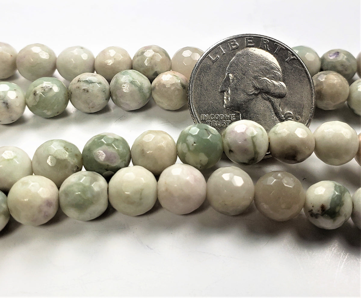 8mm Peace Jade Faceted Round Gemstone Beads 8-inch Strand