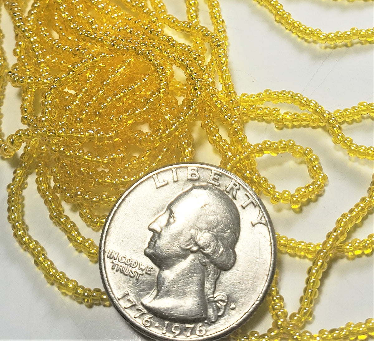11/0 Transparent Yellow Luster Czech Seed Beads Full Hank