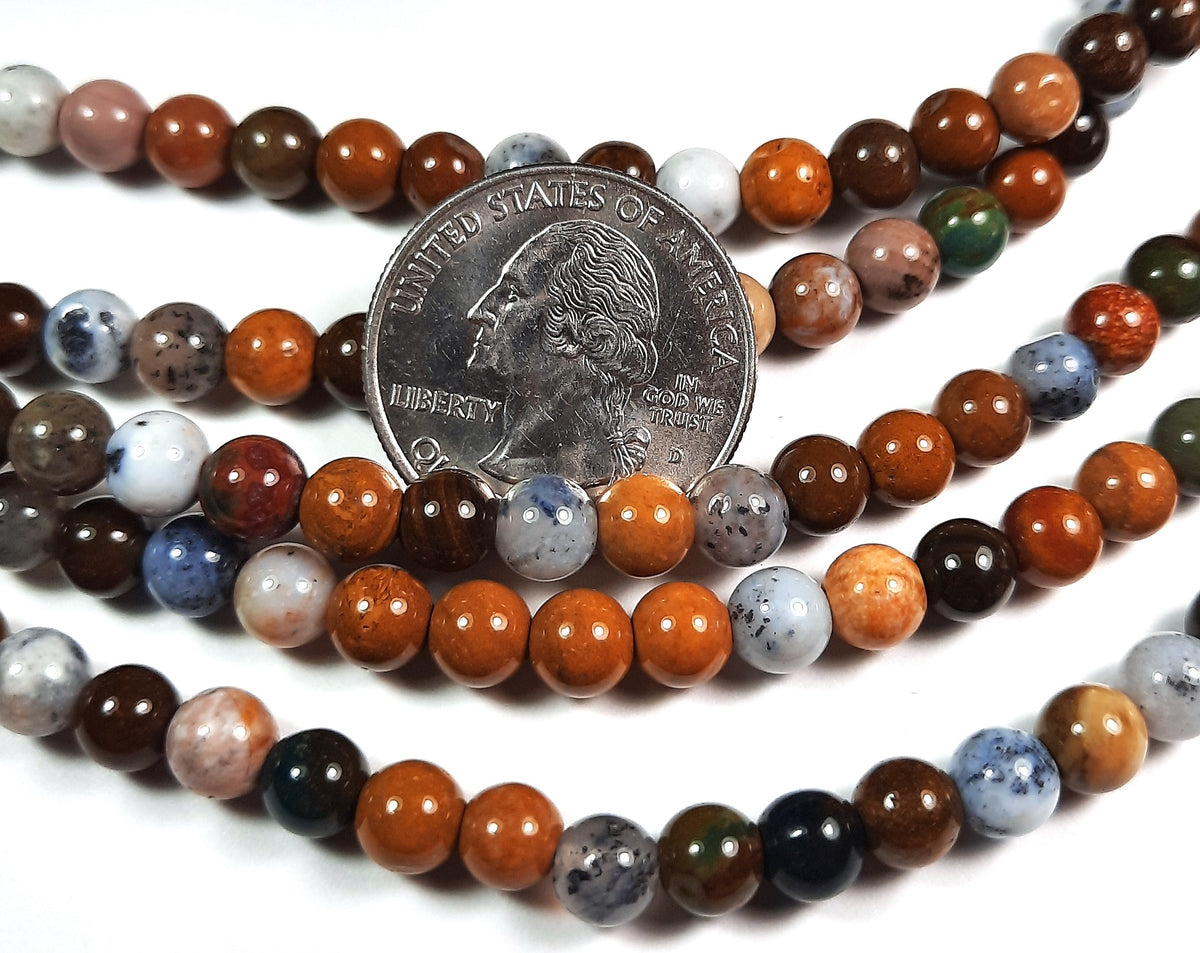 6mm Yellow Ocean Jasper Round Gemstone Beads 8-Inch Strand