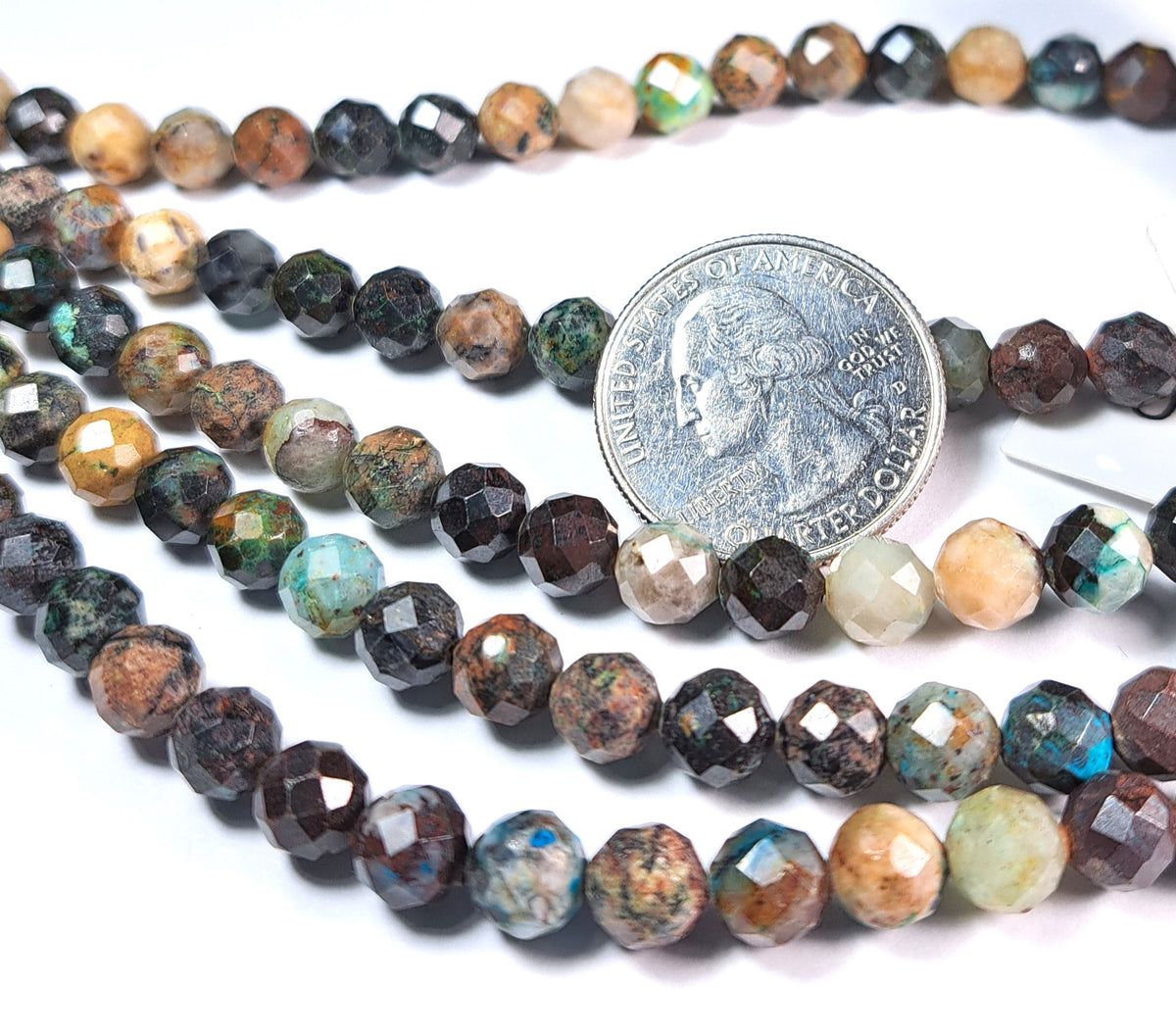6mm Green Turquoise Faceted Round Gemstone Beads 8-Inch Strand