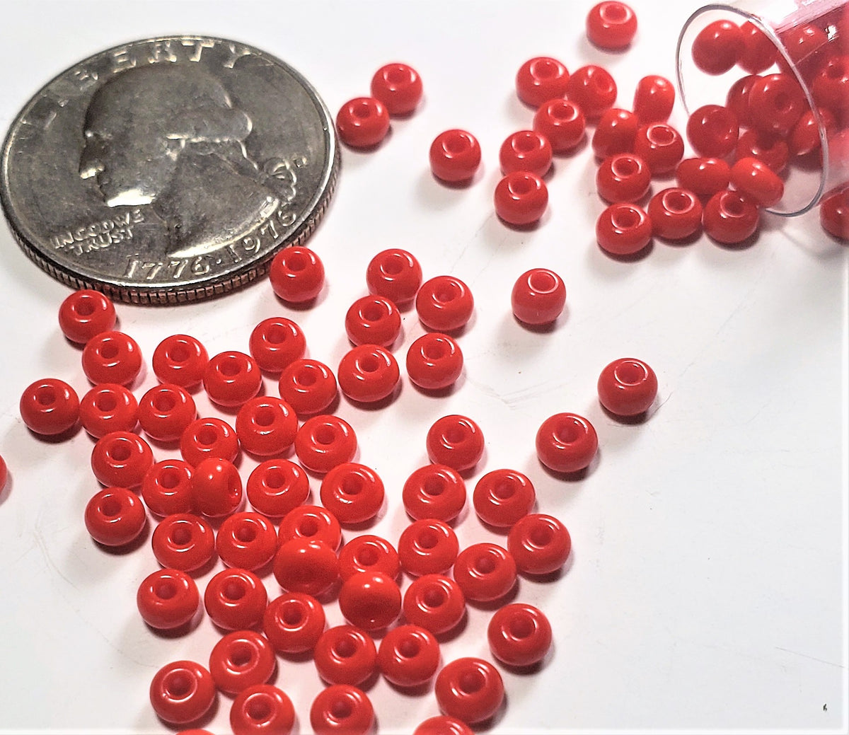 6/0 Bright Red Opaque Czech Seed Beads Approx 24g Vial