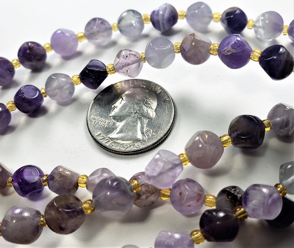 8mm Amethyst Dog Teeth Faceted Magic Square Gemstone Beads 8-Inch Strand
