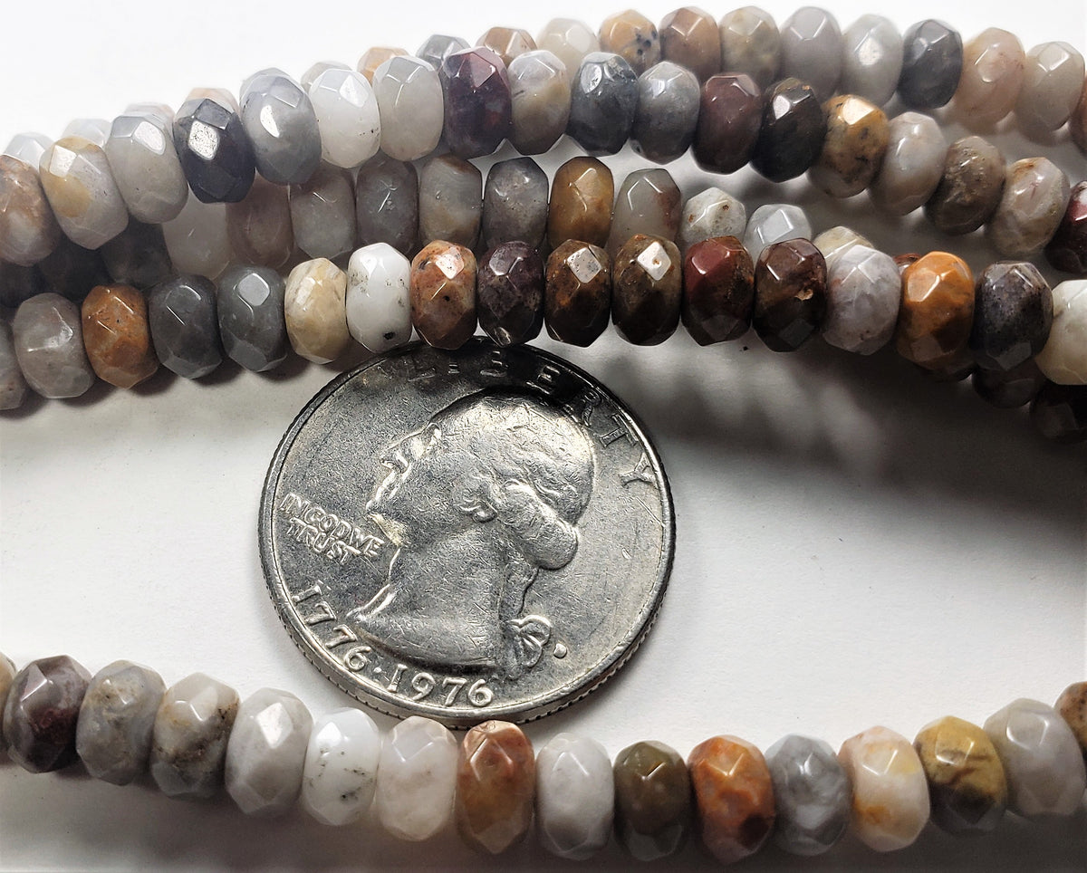 6x4mm Gobi Agate Faceted Rondelle Gemstone Beads 8-Inch Strand