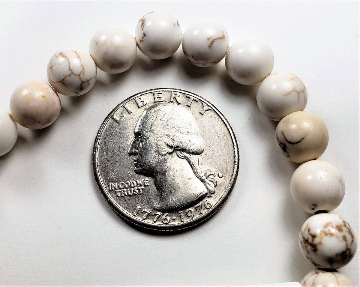 8mm White Magnesite Stabilized Round Gemstone Beads 8-inch Strand
