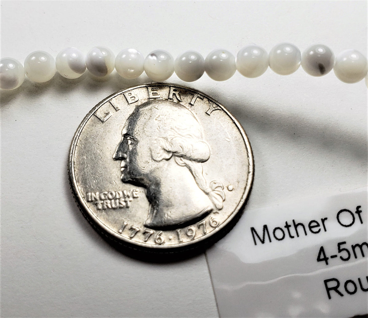 4-5mm Mother of Pearl MOP Round Gemstone Beads 8-Inch Strand