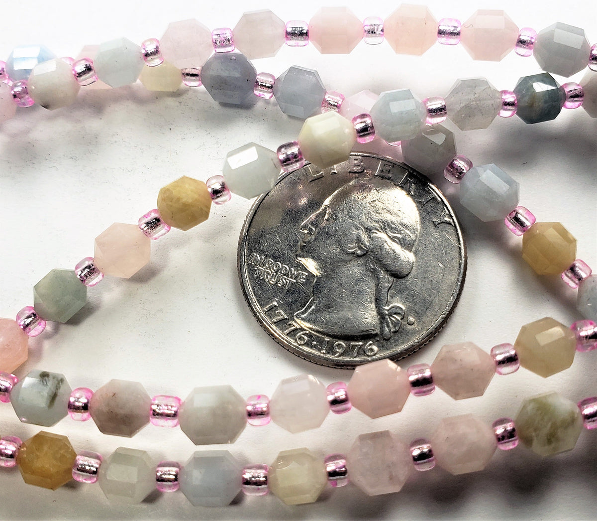 6mm Morganite Faceted Lantern Gemstone Beads 8-Inch Strand