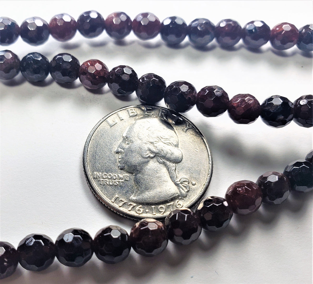 5mm Red Garnet Faceted Round Gemstone Beads 8-Inch Strand