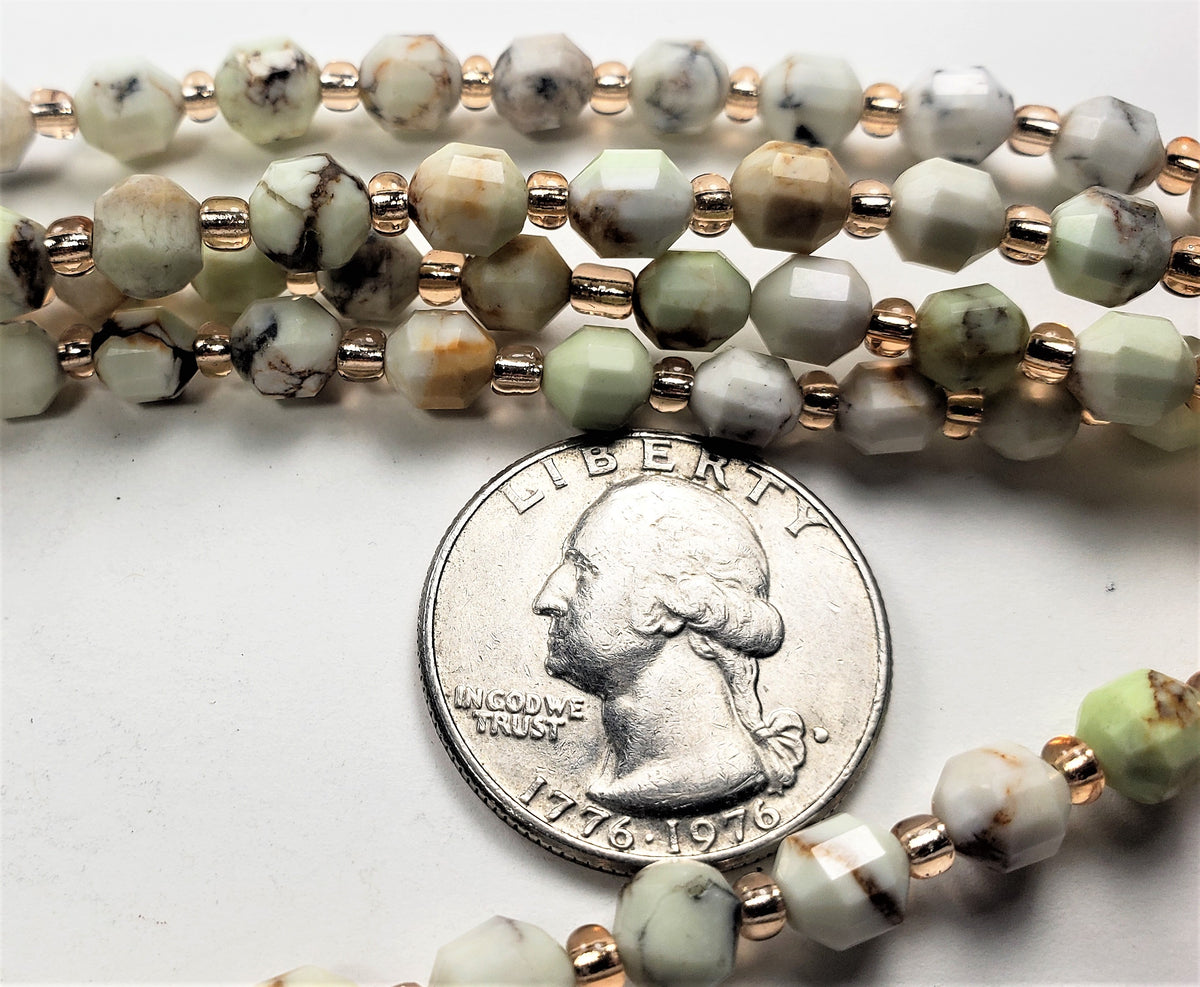 7mm Yellow Turquoise Faceted Lantern Gemstone Beads 8-Inch Strand