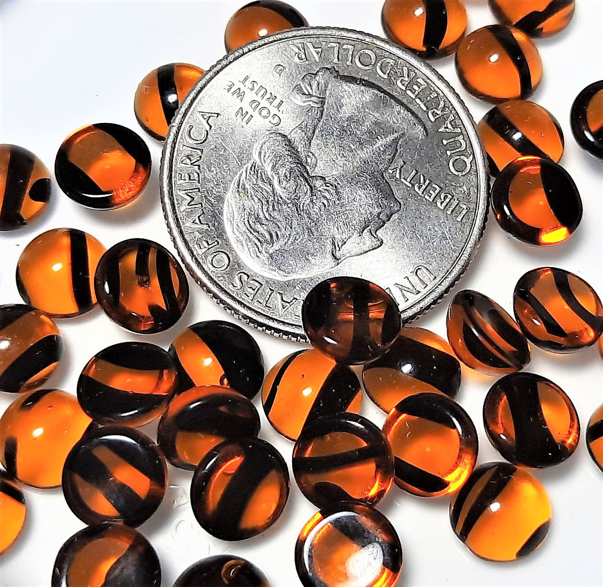 7mm Tortoise Shell Transparent Round Czech Glass Cabochons 24ct